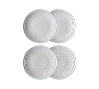 Platos de Cerámica Hechos a Mano - Set de 4 Piezas de la Colección Artisan de Laura Ashley, con Borde Irregular y Estampado Floral Sutil, Apto para Lavavajillas
