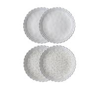 Platos de Cerámica Hechos a Mano - Set de 4 Piezas de la Colección Artisan de Laura Ashley, con Borde Irregular y Estampado Floral Sutil, Apto para Lavavajillas