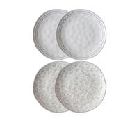 Platos de Cerámica Hechos a Mano - Set de 4 Piezas de la Colección Artisan de Laura Ashley, con Borde Irregular y Estampado Floral Sutil, Apto para Lavavajillas