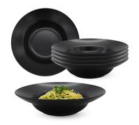 Platos de pasta de cerámica fina negro mate - Juego de 6 platos de cerámica para pasta profundos Ø 24 cm - Platos profundos - Juego de platos hondos - Platos de cerámica - Platos de ensalada Bowl