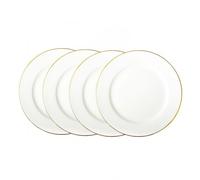 Platos de postre de cerámica con borde dorado, juego de 4 platos pequeños de ensalada blancos de 6 pulgadas, apilables, elegantes platos pintados a mano para aperitivos, cuentas, mantequilla, filetes