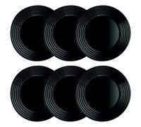 Platos Harena de Luminarc - Juegos de 6 - Vidrio Opal Blanco y Negro - Diseño Texturizado y Elegante