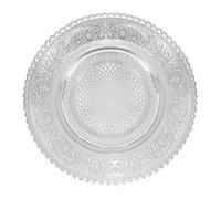Platos llanos de vidrio, platos transparentes de vidrio, estilo vintage, en vidrio transparente grabado, para postre, fruta, ensalada y aperitivos