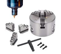 Platos Para Torno,Con Llave Tipo T Y Accesorios De 3 Mordazas | Plato de Torno de Precisión para Madera y Metal de 80 mm,para Router, Grabador, Impresora 3D, Centro de Mecanizado, Taladro y Carpinterí