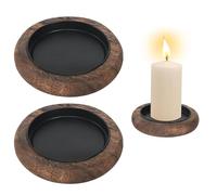 Platos para velas de madera, 2 unidades de 10 cm de diámetro, bandeja redonda para velas, posavasos para velas de adviento, corona de boda, vela de comunión, vela de bautizo (color: marrón)
