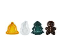 Platos Pequeños de Cerámica de Gres Le Creuset - Set Navideño de 4 Piezas con Formas de Árbol, Muñeco de Nieve, Campana y Galleta de Jengibre