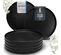 Platos Vajilla Negros Mate 6 Unidades Manhattan - Juego de Vajillas Completas para 6 Personas, de Gres Premium, Aptos Lavavajillas y Microondas - Elegantes Platos Negros - Set de Vajilla Black Line