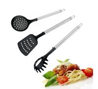 Plaza Tres Aguas - Juego 3 Cuchara Coladora De Nailon Para Pasta Accesorios De Cocina Práctico Utensilio De Cocina Resistente Al Calor Hasta 210ºc Para Cocina Colador Para Pasta Filtro Herramienta De