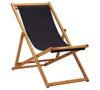 Plegable de madera de eucalipto con tela resistente para jardín playa | Silla Plegable de Madera de Eucalipto Reclinable para Exterior, Asiento de Tela Resistente, 3 Posiciones, Portátil para