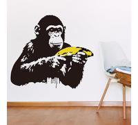 PLIGREAT Banksy Banana Gorila Calcomanía de Pared Vinilo Desmontable Calcomanía de Pared Banksy Graffiti Arte de Pared para Dormitorio Salón Habitación Habitación Oficina Hogar DIY Decoración 90 x 30