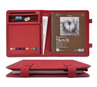 Plinyvel Funda para cuaderno de bocetos para viajes con soporte para lápices, cuaderno de bocetos de 9 x 12 pulgadas y bloc en espiral de 9 x 12 pulgadas, almacenamiento de suministros de arte para