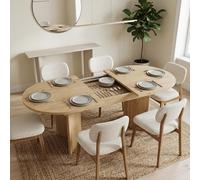 PLLBIKK Mesa De Comedor Redonda Extensible 160/200 X 90 X 75 Cm, Mesa De Comedor Oval Extensible, Mesa De Café Y Ocio, Para 6-8 Personas, Para Cocina, Salón (Color Roble, 160