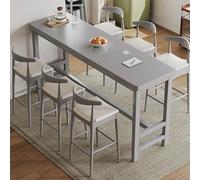 Pllrbvshs Mesa Bar Alta Rectangular Madera Maciza, Mesa Comedor Estrecha Moderna Detrás Sofá para Salón Pub Restaurante Sin Taburete.(Gray,160x40cm/63x15.7in)