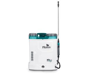 Plonos Pulverizador a presión pulverizador de Espalda Capacidad 16 l batería 8 Ah 12 V 4 boquillas Lanza con Mezclador Blanco