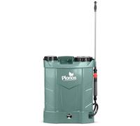 Plonos Pulverizador a presión, pulverizador de Espalda, Capacidad de 16 l, batería de 8 Ah, 12 V, 4 boquillas, Lanza Gris