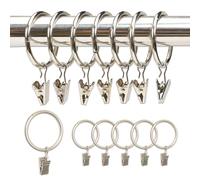 Plstod 40 Anillas con Pinzas para Cortinas, Ganchos para Cortinas, Metal Anillas Cortinas, 32 mm de diámetro Interior para Puerta, Ventana, Cortina de Ducha (Plata)