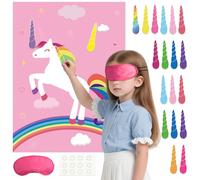 PLULON Ponle el Cuerno al Unicornio para Fiesta de cumpleaños Infantil, Unicorn Party Supplies Favors Girls Rainbow Birthday Decorations Poster Home Family Wall Decorations para niña y niño