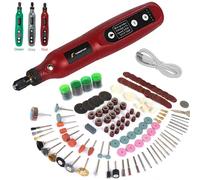 Pluma de grabado inalámbrica USB, Mini taladro inalámbrico recargable, herramienta rotativa de velocidad, juego de accesorios de molienda Dremel Red with 361pcs