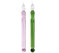 Pluma De Inmersión De Vidrio Corta Hecha A Mano, Pluma De Vidrio Portátil | Bolígrafo De Inmersión Reutilizable Con Agarre Cómodo Y Corto Para Artistas Principiantes, Escritura(Pink+Green)