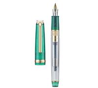 Pluma estilográfica Jinhao 82, punta media con ribete dorado, cañón transparente verde estrellado con conversor
