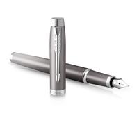 Pluma Estilográfica Parker IM Writing Ritualsacabado gris con degradadoadornos cromadosfinatinta azulestuche de regalo