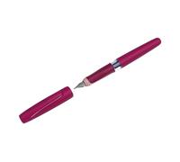 Pluma Estilográfica Pelikan ILO Cuerpo Rojo, Plumín Ultraplano, para la Escuela y la Oficina, para Diestros y Zurdos, Cartucho Azul Incluido, Recargable, Made in Germany