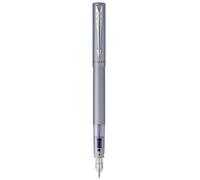 Pluma estilográfica Vector XL de plumín fino | Laca de color azul-plata metálico sobre latón con detalle en cromo | Plumín fino con recambio de tinta azul | Estuche de regalo