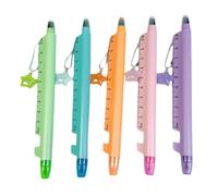 Pluma Multifunción 5 Piezas de Suministros Escolares de Escritura Fluido | Kit de resaltador, bolígrafo y regla para adultos niñas estudiantes oficina en casa escuela estudio planificación