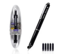 Pluma rectráctil negro + cartucho punta fina azul