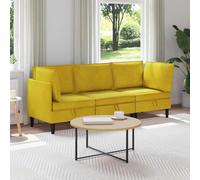 Plumbpyr Juego de muebles de salón de 3 piezas de terciopelo amarillo con espacio de almacenamiento, conjunto de asientos ergonómico con cojines, moderno juego de muebles de salón, incluye sofá