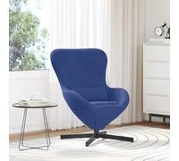 Plumbpyr Sillón de huevo de policía de terciopelo azul con marco de metal, 63 x 73 x 90 cm, para salón, dormitorio, rincón de lectura, con respaldo giratorio y acolchado cómodo