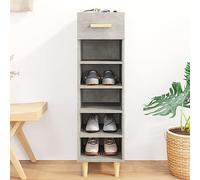 Plumbpyr Zapatero gris hormigón de madera 30 x 35 x 105 cm con cajón y zapateros, organizador de zapatos para pasillo, sistema de organización para zapatos