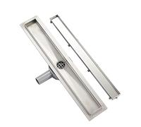 Plumbsys Canaleta de Ducha acero inoxidable 70cm,2 en 1 enlosable de doble cara，de Sifón 360° con dispositivo desodorante y filtro de pelo, Canal de Drenaje de conjunto completo