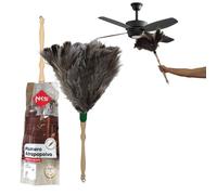 Plumero Avestruz 56 cm - Fabricado en España - Plumero Atrapapolvo Mango Madera y 100% Pluma de Avestruz - Fácil de Limpiar - Limpieza Muebles, Ventiladores o Estanterías
