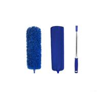 Plumero de microfibra con punta de pluma con barra telescópica de bloqueo para limpieza segura de techos altos, ventiladores y tratamientos de ventanas