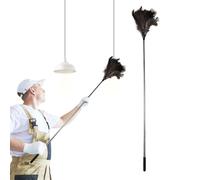 Plumero Extensible Avestruz, Plumero Telescópico de Plumas de Avestruz, 42 cm a 115 cm Extensible, Plumeros Atrapapolvo Lavable Sin Arañazos para Limpia Techos Luces Armarios y Superficies Delicadas
