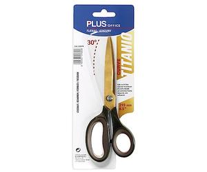 Plus Office 040674 - Tijera Curve Acero, 215 mm color Gris Cuchillo Negro