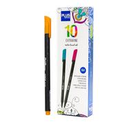 Plus Office - 10 Rotuladores de Punta Fina 0.4 mm, Ideal para Escribir, Pintar y Dibujar, Bolígrafos Escolares con Punta Fina, Tinta de Colores a Base de Agua (Naranja)