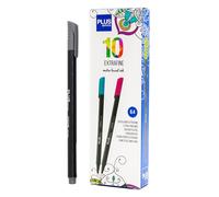 Plus Office - 10 Rotuladores de Punta Fina 0.4 mm, Ideal para Escribir, Pintar y Dibujar, Bolígrafos Escolares con Punta Fina, Tinta de Colores a Base de Agua (Gris)