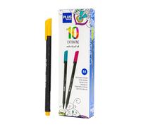 Plus Office - 10 Rotuladores de Punta Fina 0.4 mm, Ideal para Escribir, Pintar y Dibujar, Bolígrafos Escolares con Punta Fina, Tinta de Colores a Base de Agua (Amarillo)