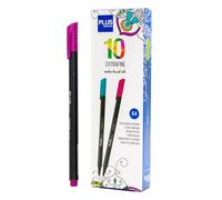 Plus Office - 10 Rotuladores de Punta Fina 0.4 mm, Ideal para Escribir, Pintar y Dibujar, Bolígrafos Escolares con Punta Fina, Tinta de Colores a Base de Agua (Lila)