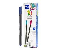 Plus Office - 10 Rotuladores de Punta Fina 0.4 mm, Ideal para Escribir, Pintar y Dibujar, Bolígrafos Escolares con Punta Fina, Tinta de Colores a Base de Agua (Azul Noche)