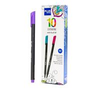 Plus Office - 10 Rotuladores de Punta Fina 0.4 mm, Ideal para Escribir, Pintar y Dibujar, Bolígrafos Escolares con Punta Fina, Tinta de Colores a Base de Agua (Violeta)