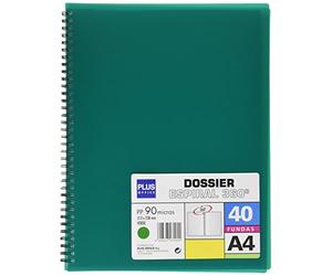 Plus Office 13461-40-GN - Carpeta con 40 fundas y espiral, color verde