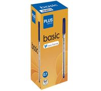 Plus Office - Boligrafos PLUS Basic Pack de 50 Boligrafos con Capuchon, Tinta fluida Viscosa, Optimo para uso de oficina, casa y escolar, Color Azul y Trazo de 0,7 mm (50 Azules)