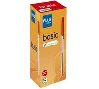 Plus Office - Boligrafos PLUS Basic Pack de 50 Boligrafos con Capuchon, Tinta fluida Viscosa, Optimo para uso de oficina, casa y escolar, Color Rojo y Trazo de 0,7 mm (50 Rojos)