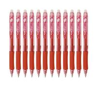 Plus Office - Bolígrafos PLUS Magic Pack de 12 Bolígrafos Borrables Retráctiles, Recargables, con Tinta de Gel Híbrida, Color Rojo y Trazo de 0,7 mm (12 Rojos)