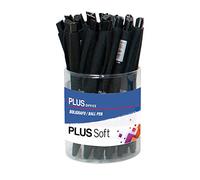 Plus Office - Bolígrafos PLUS Soft Pack de 25 Bolígrafos Retráctiles, Escritura y Tacto ultra suave, Tinta fluida Viscosa, Óptimo para uso de oficina, casa y escolar, Color Negro y Trazo de 0,7 mm
