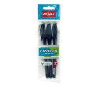 Plus Office - Boligrafos PLUS Trio Pack de 3 Boligrafos con Capuchon, Tinta fluida Viscosa, Optimo para uso de oficina, casa y escolar, Color Negro, y Trazo de 0,7 mm (3 Negros)