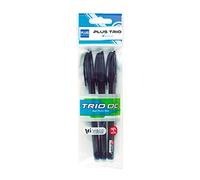 Plus Office - Bolígrafos PLUS Trio Pack de 3 Bolígrafos con Capuchón, Tinta fluida Viscosa, Óptimo para uso de oficina, casa y escolar, Color Negro, y Trazo de 0,7 mm (3 Negros)